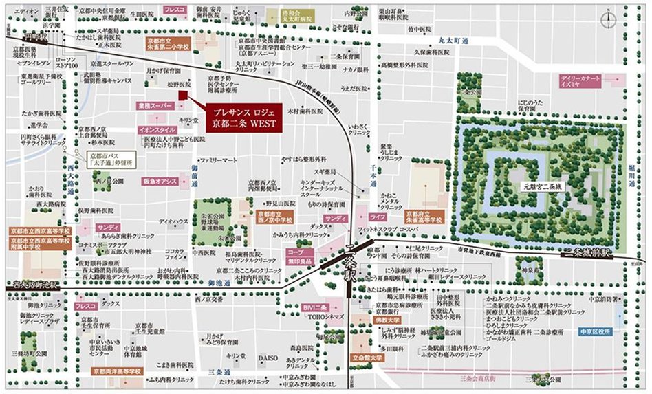 プレサンス ロジェ 京都二条 WESTの現地案内図