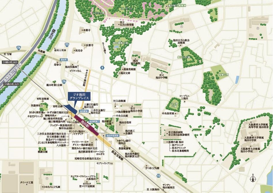 ジオ池田グランプレイスの現地案内図