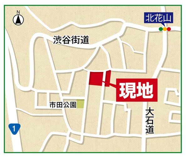 根木建設工業　北花山市田町Ⅱ　全12区画 現地案内図