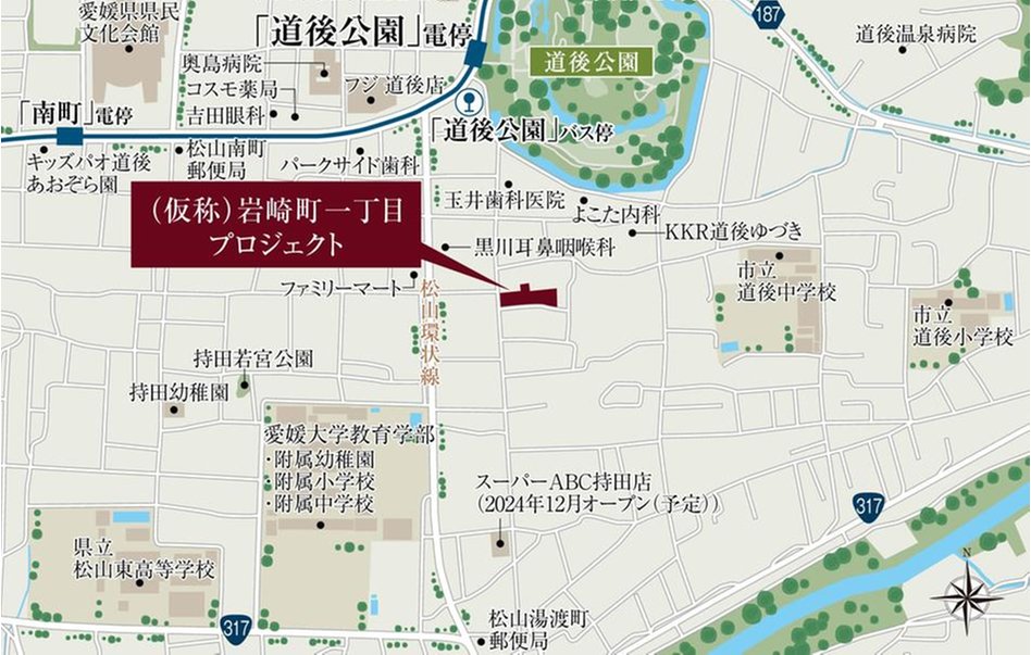 (仮称)岩崎町一丁目プロジェクトの現地案内図
