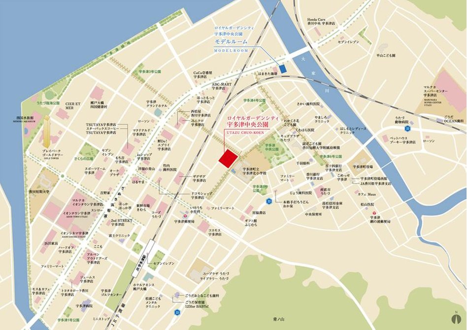 ロイヤルガーデンシティ宇多津中央公園の現地案内図