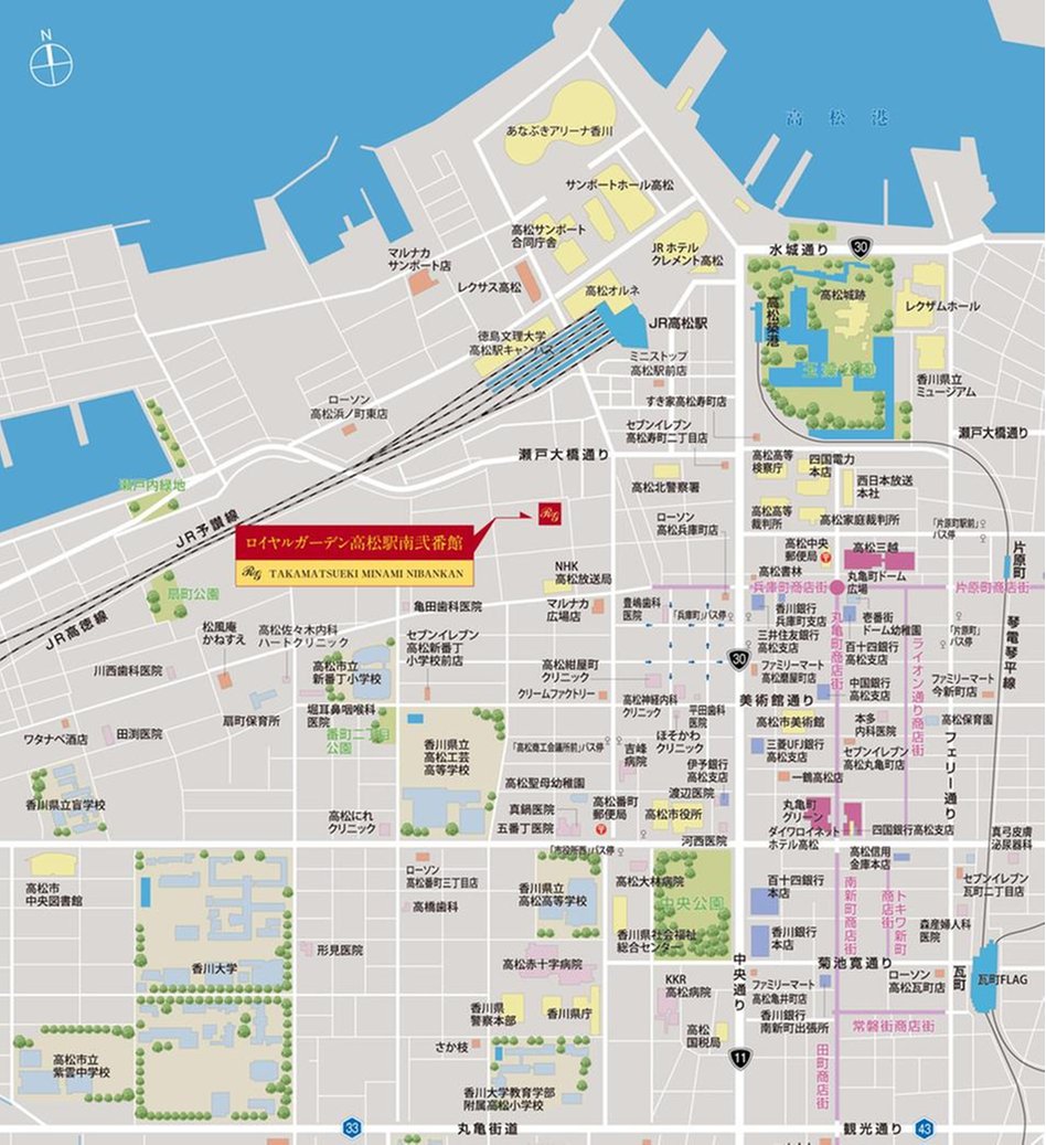 ロイヤルガーデン高松駅南弐番館の現地案内図