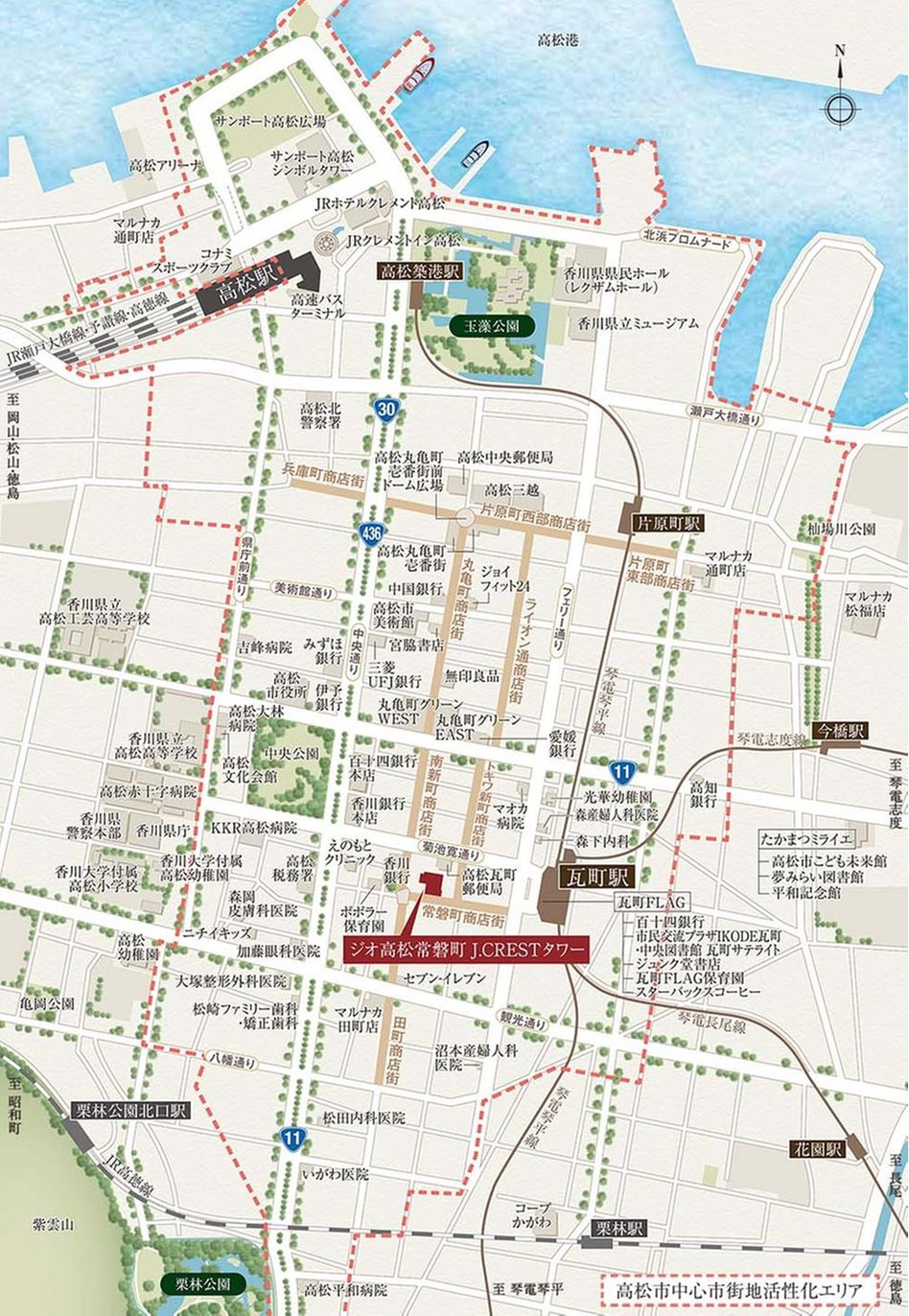 ジオ高松常磐町 J.CRESTタワーの現地案内図