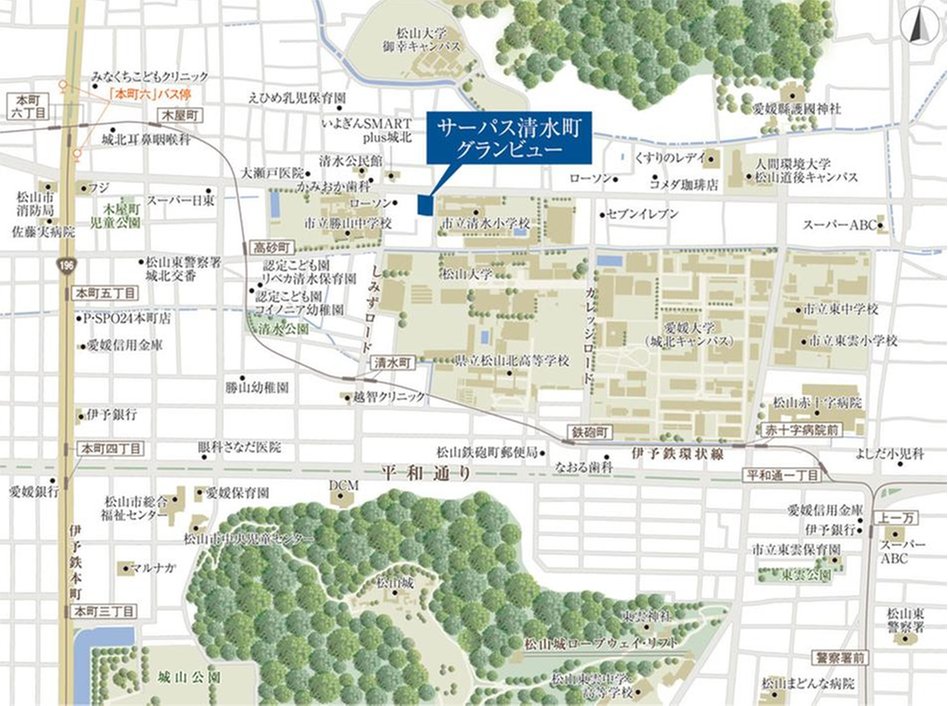 サーパス清水町グランビューの現地案内図