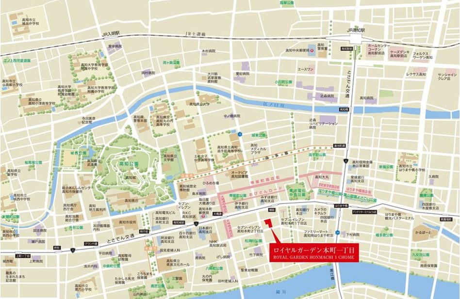 ロイヤルガーデン本町一丁目の現地案内図