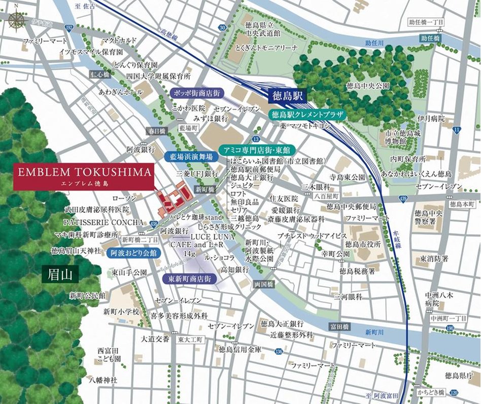 エンブレム徳島の現地案内図
