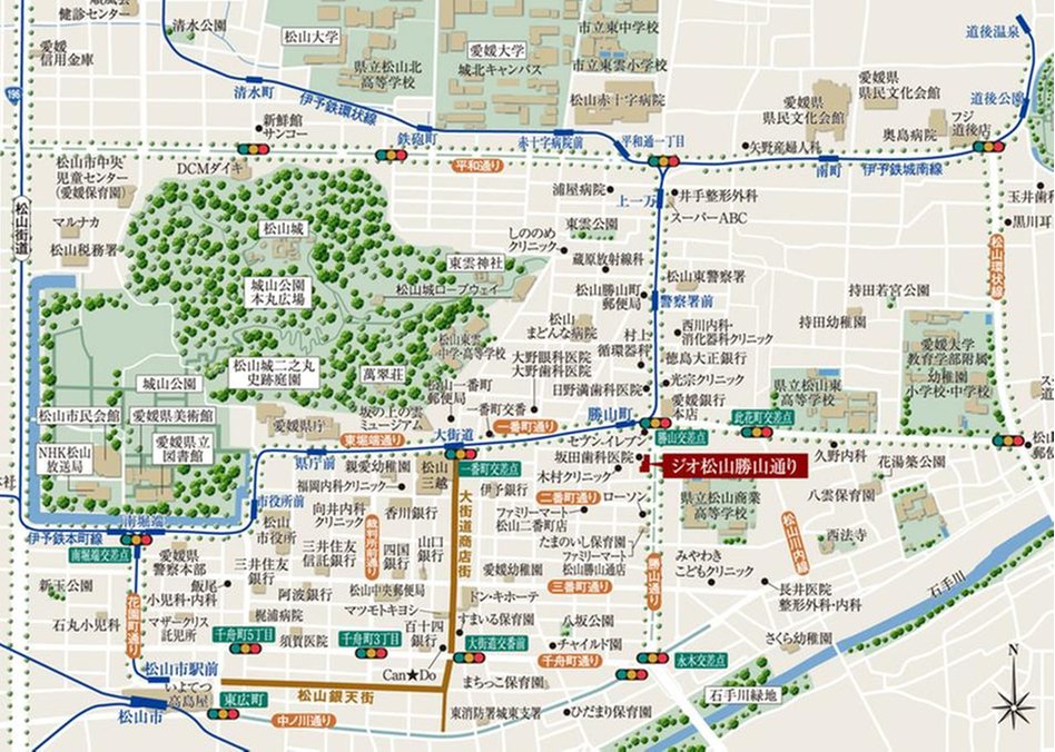 ジオ松山勝山通りの現地案内図