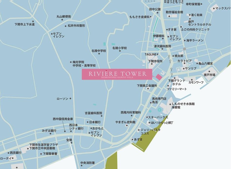 リヴィエールタワー下関海峡ヴィラの現地案内図