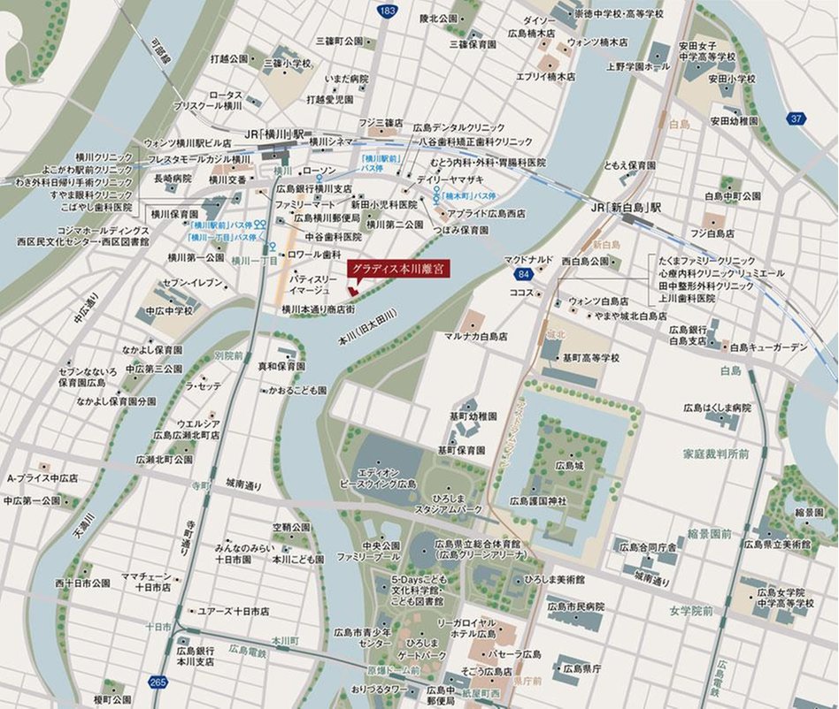 グラディス本川離宮の現地案内図