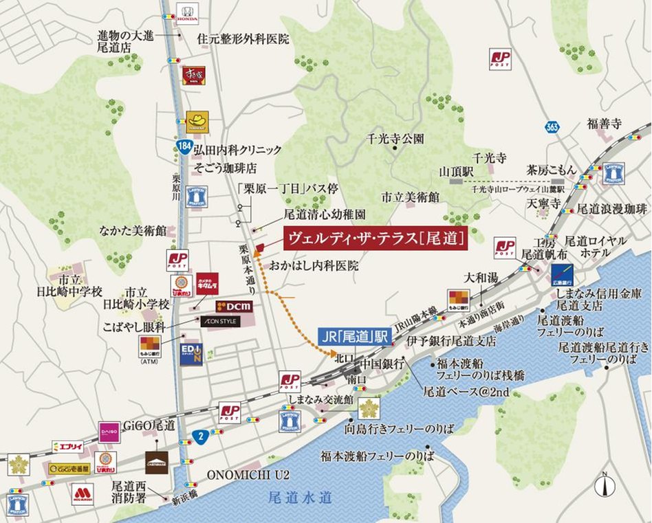 ヴェルディ・ザ・テラス［尾道］の現地案内図