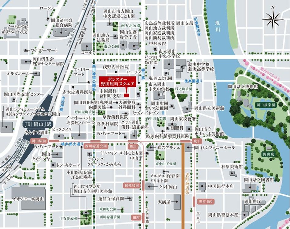 ポレスター野田屋町スクエアの現地案内図