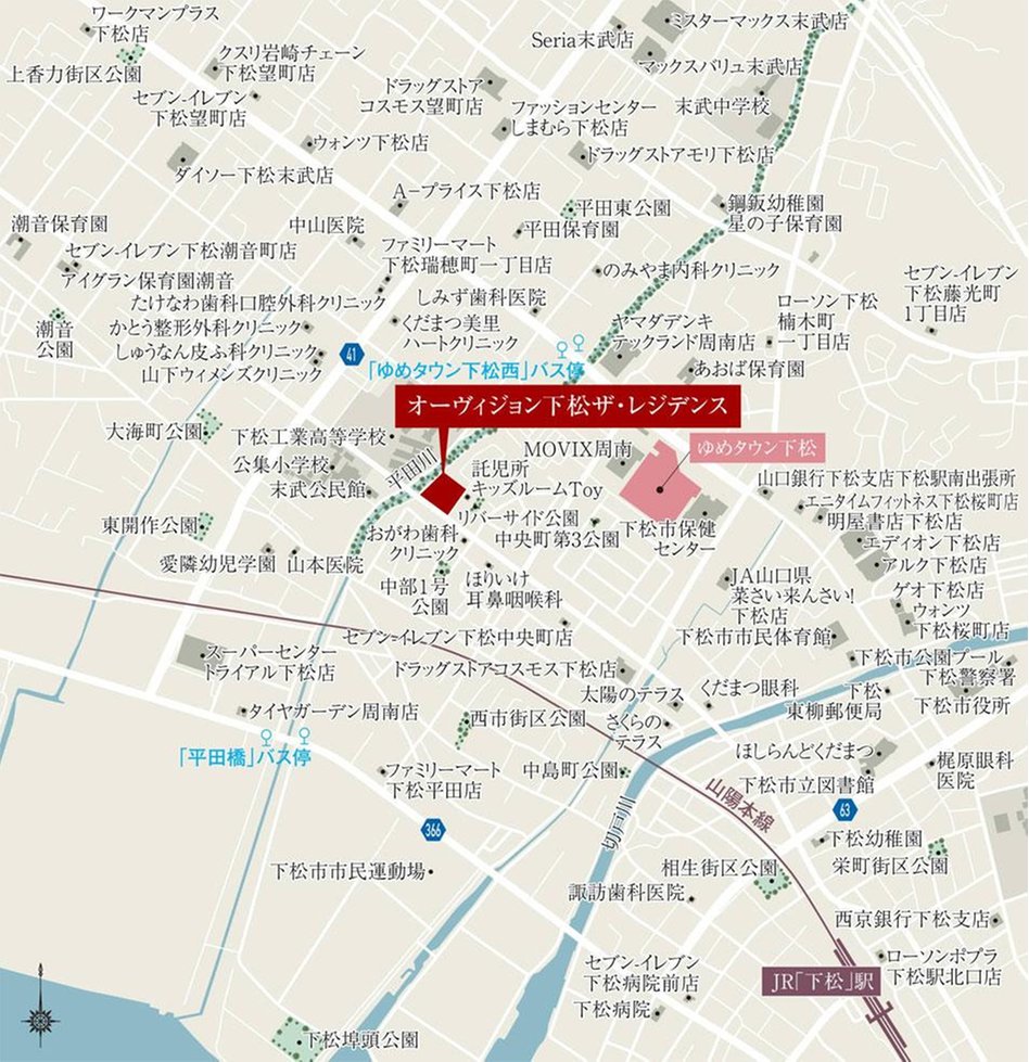 オーヴィジョン下松ザ・レジデンスの現地案内図