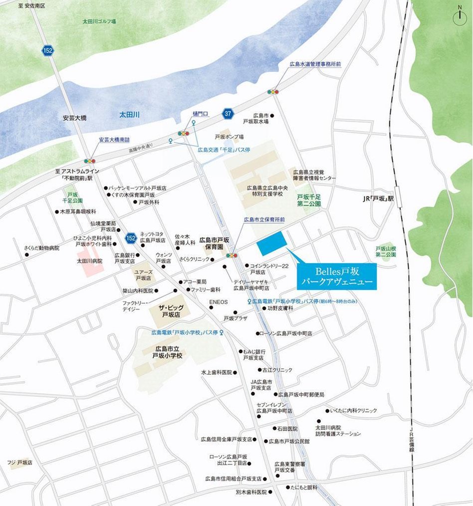 Belles戸坂パークアヴェニューの現地案内図