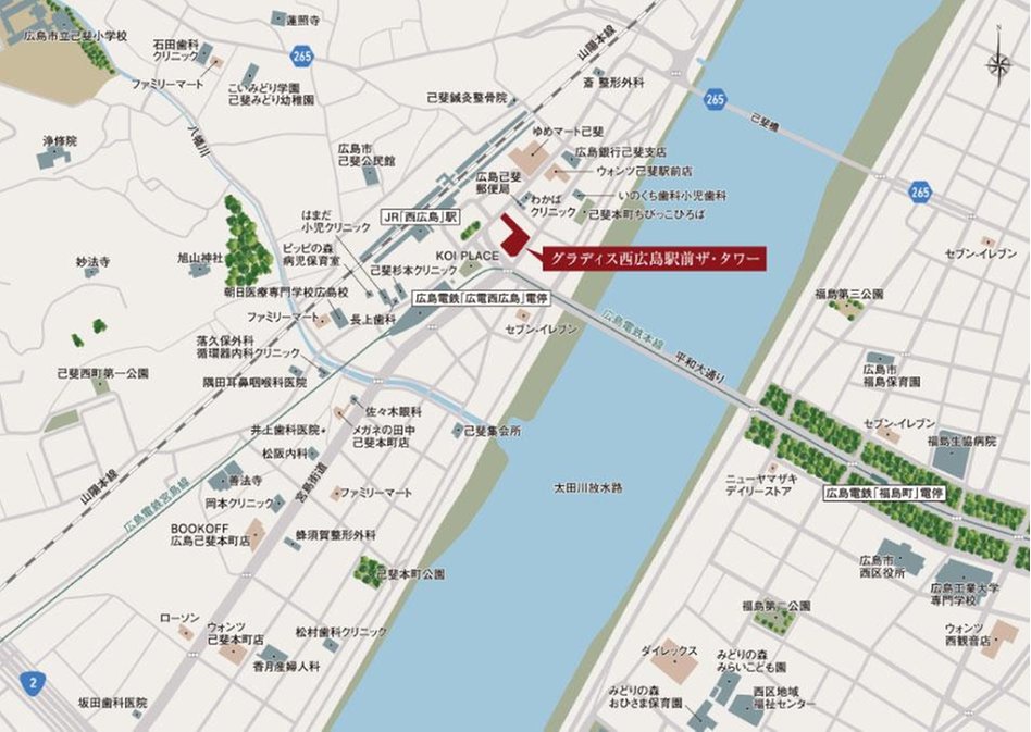 グラディス西広島駅前ザ・タワーの現地案内図
