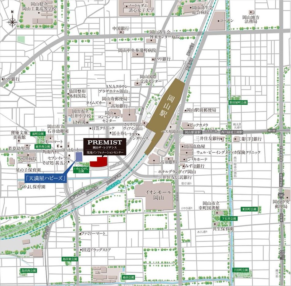 プレミスト岡山ザ・レジデンスの現地案内図