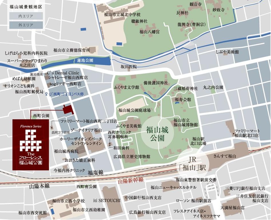 The フローレンス福山城公園の現地案内図