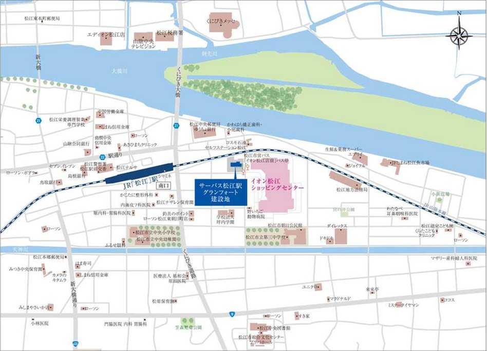 サーパス松江駅グランフォートの現地案内図