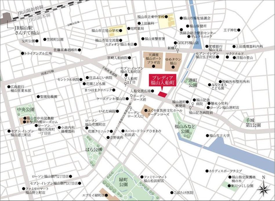 プレディア福山入船町の現地案内図