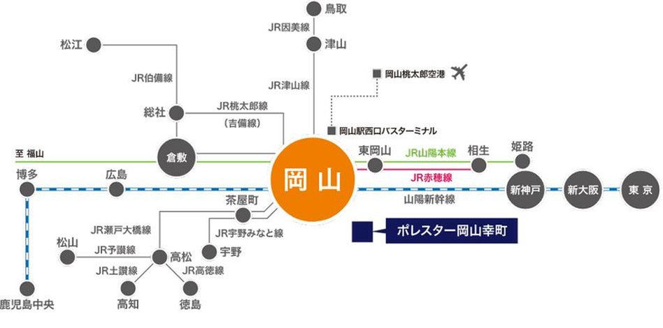 ポレスター岡山幸町の交通アクセス図