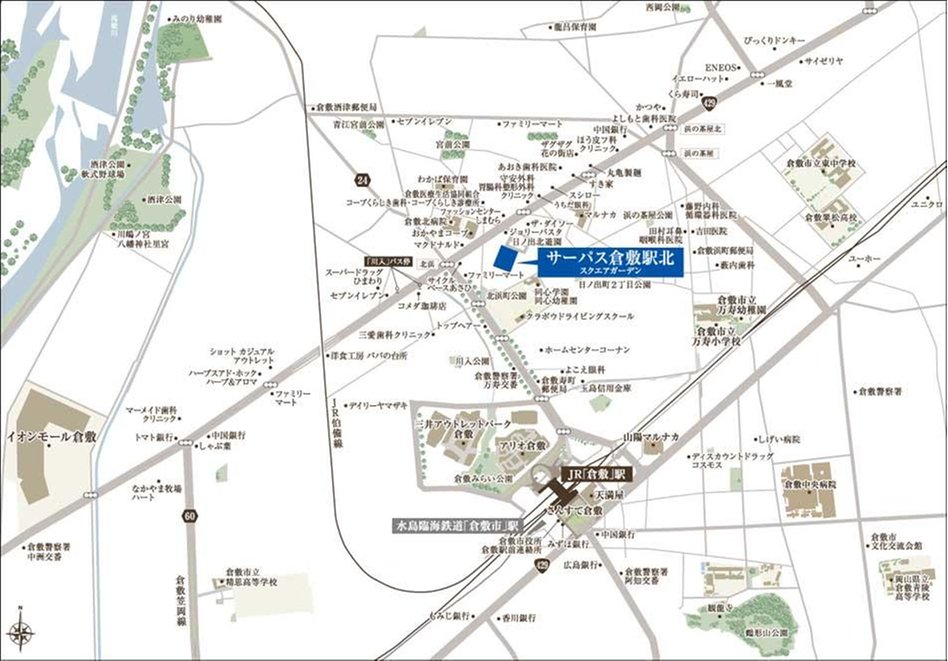 サーパス倉敷駅北スクエアガーデンの現地案内図