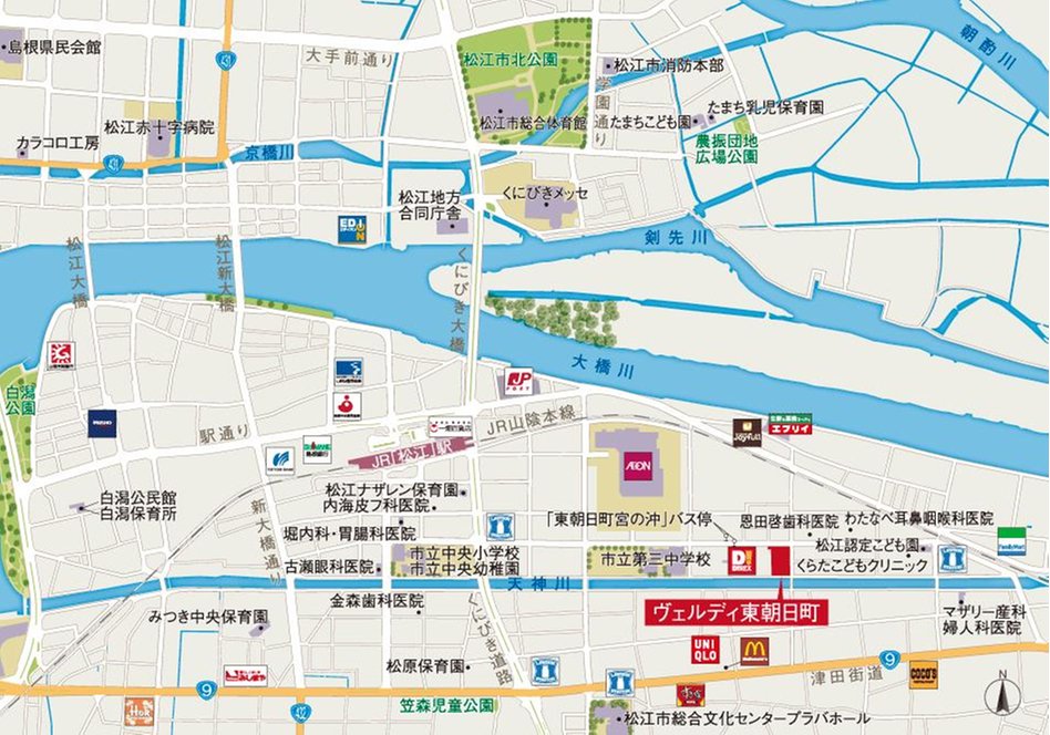 ヴェルディ東朝日町の現地案内図