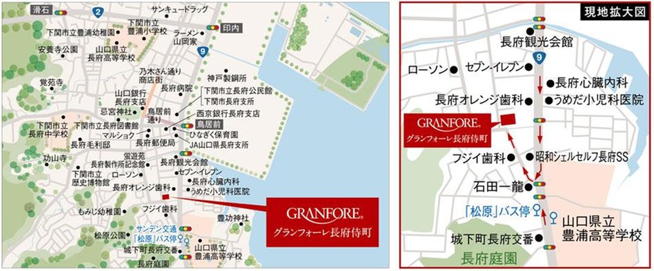 グランフォーレ長府侍町の現地案内図