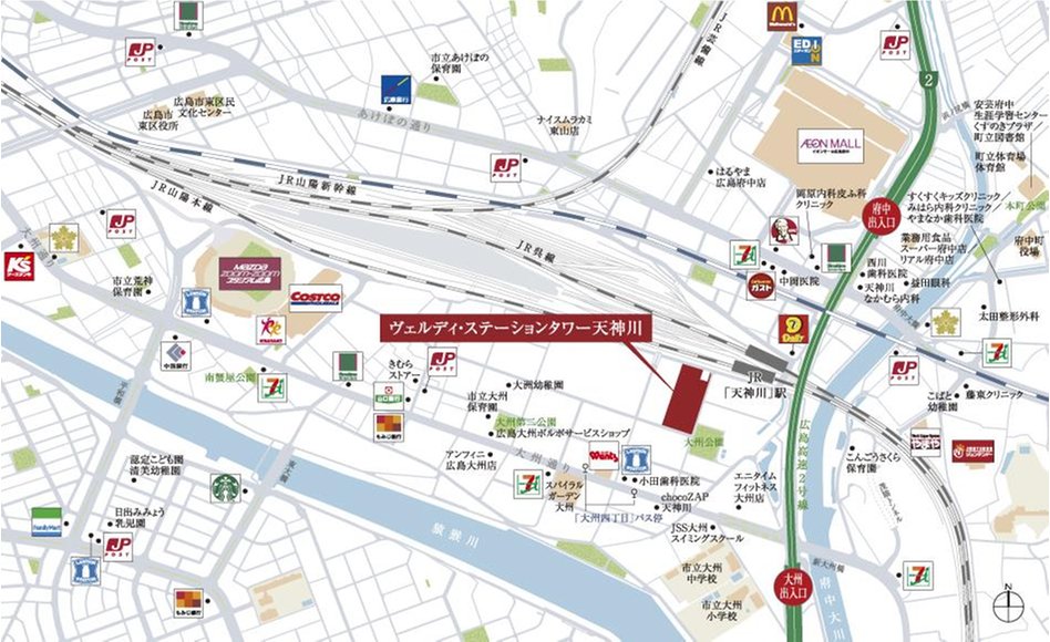 ヴェルディ・ステーションタワー天神川の現地案内図