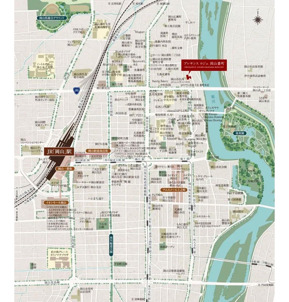 プレサンス ロジェ 岡山番町の現地案内図