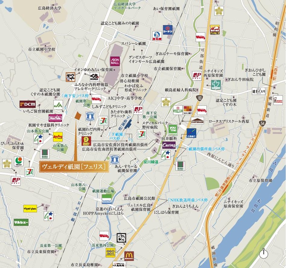 ヴェルディ祇園［フェリス］の現地案内図