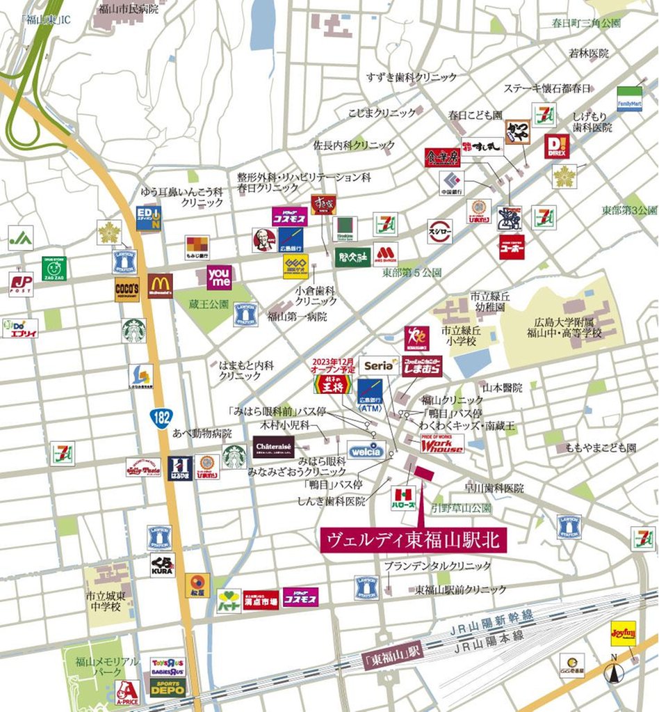 ヴェルディ東福山駅北の現地案内図