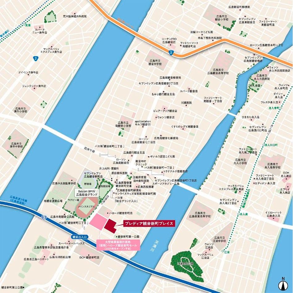 プレディア観音新町プレイスの現地案内図