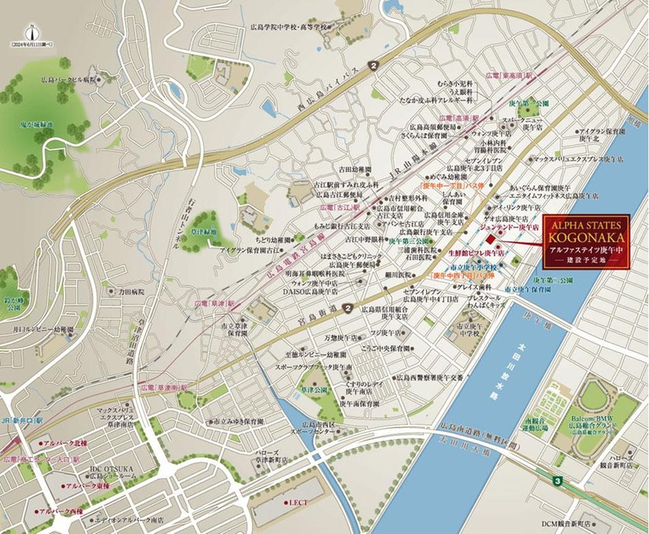 アルファステイツ庚午中の現地案内図