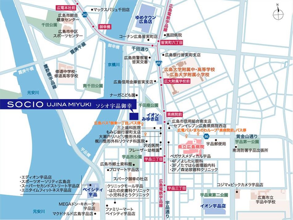 ソシオ宇品御幸の現地案内図