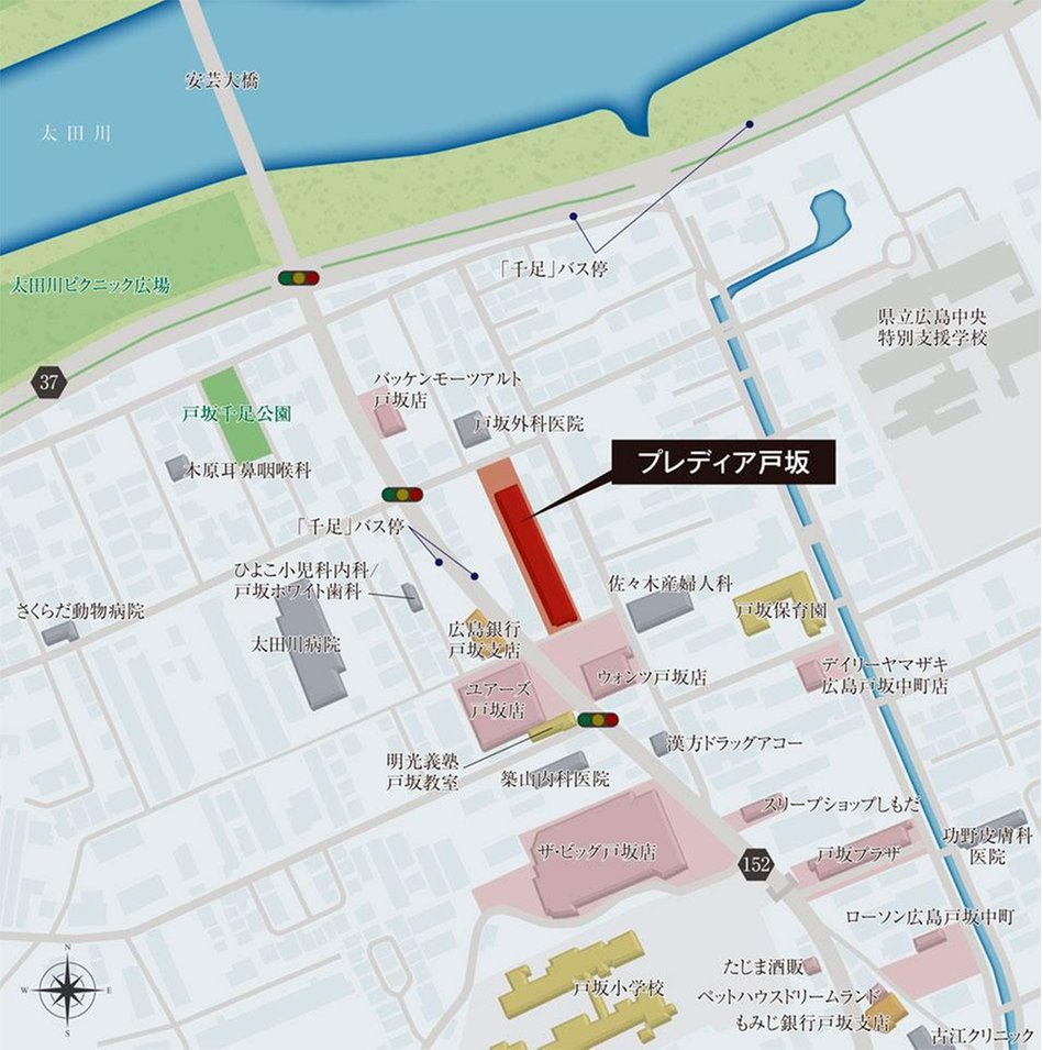 プレディア戸坂の現地案内図