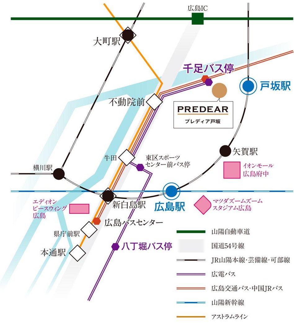 プレディア戸坂の交通アクセス図