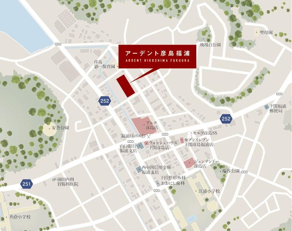 アーデント彦島福浦の現地案内図