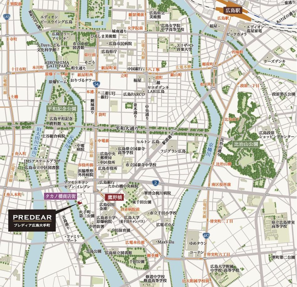 プレディア広島大手町の現地案内図