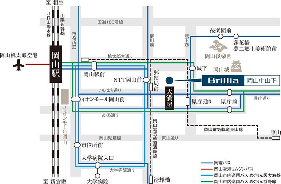 Brillia(ブリリア)岡山中山下の交通アクセス図