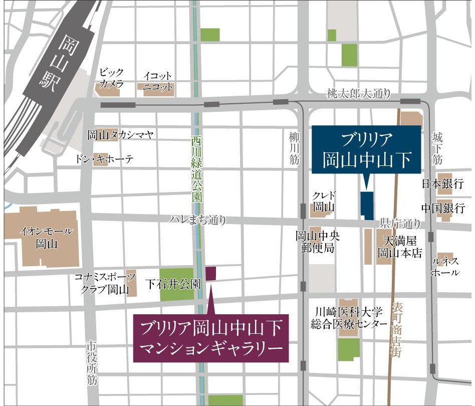 Brillia(ブリリア)岡山中山下の現地案内図