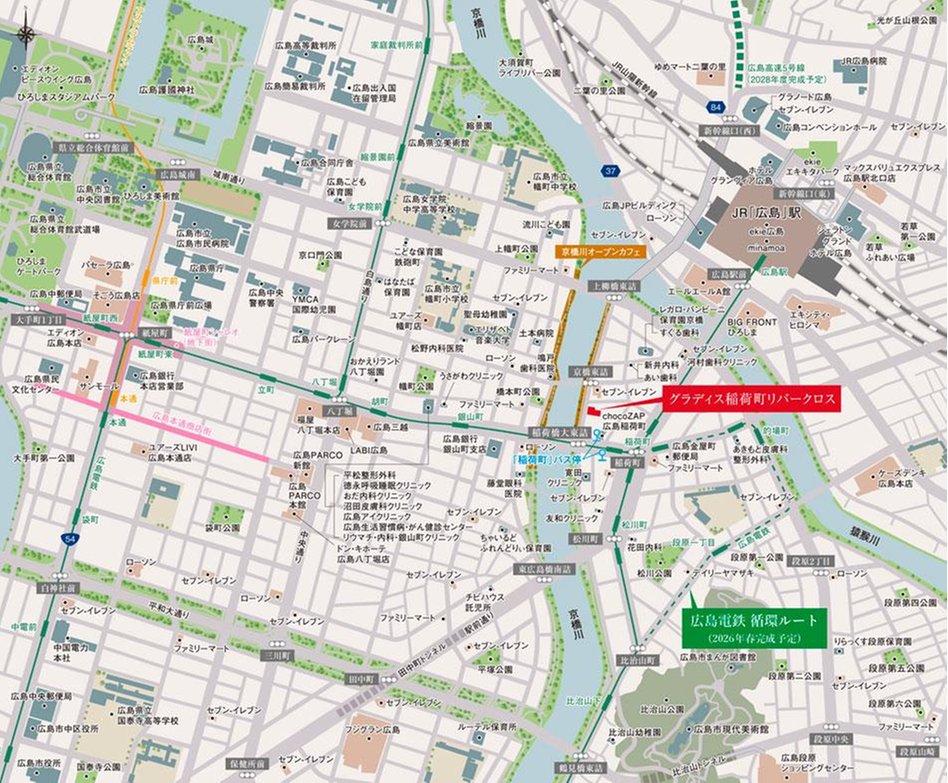 グラディス稲荷町リバークロスの現地案内図