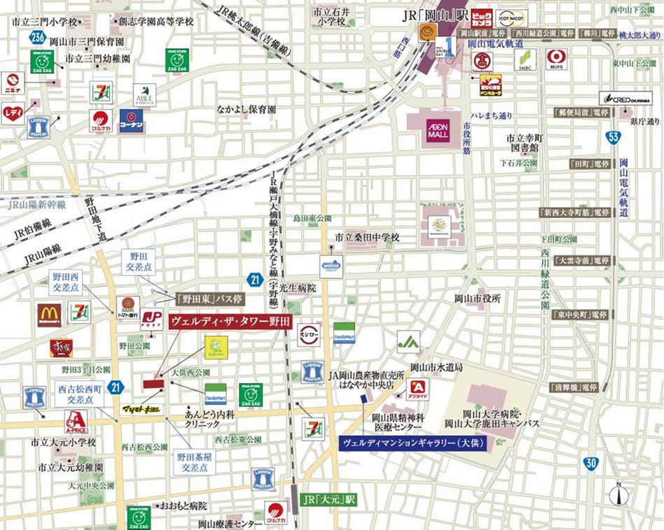 ヴェルディ・ザ・タワー野田の現地案内図