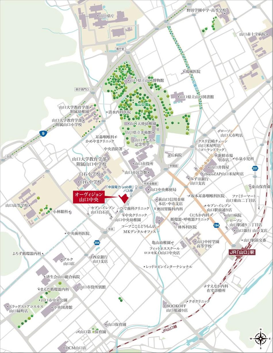 オーヴィジョン山口中央の現地案内図