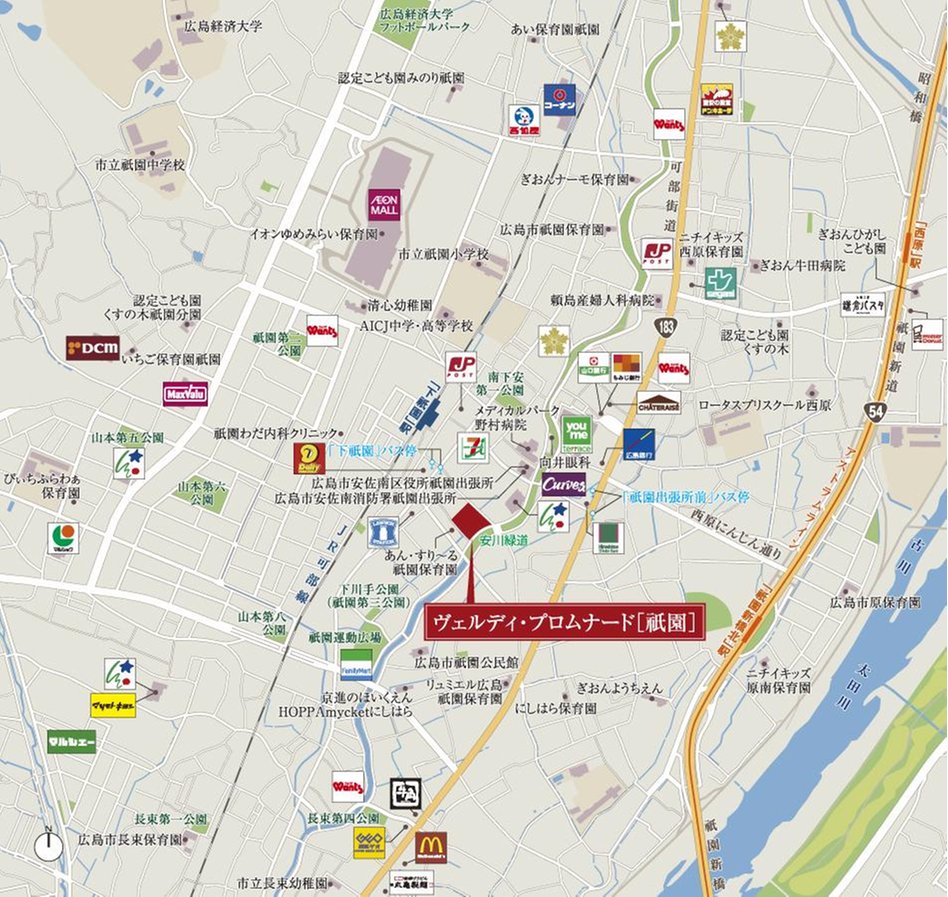 ヴェルディ・プロムナード［祗園］の現地案内図