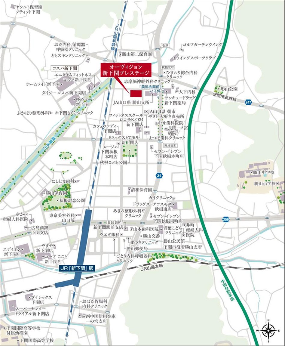 オーヴィジョン新下関プレステージの現地案内図