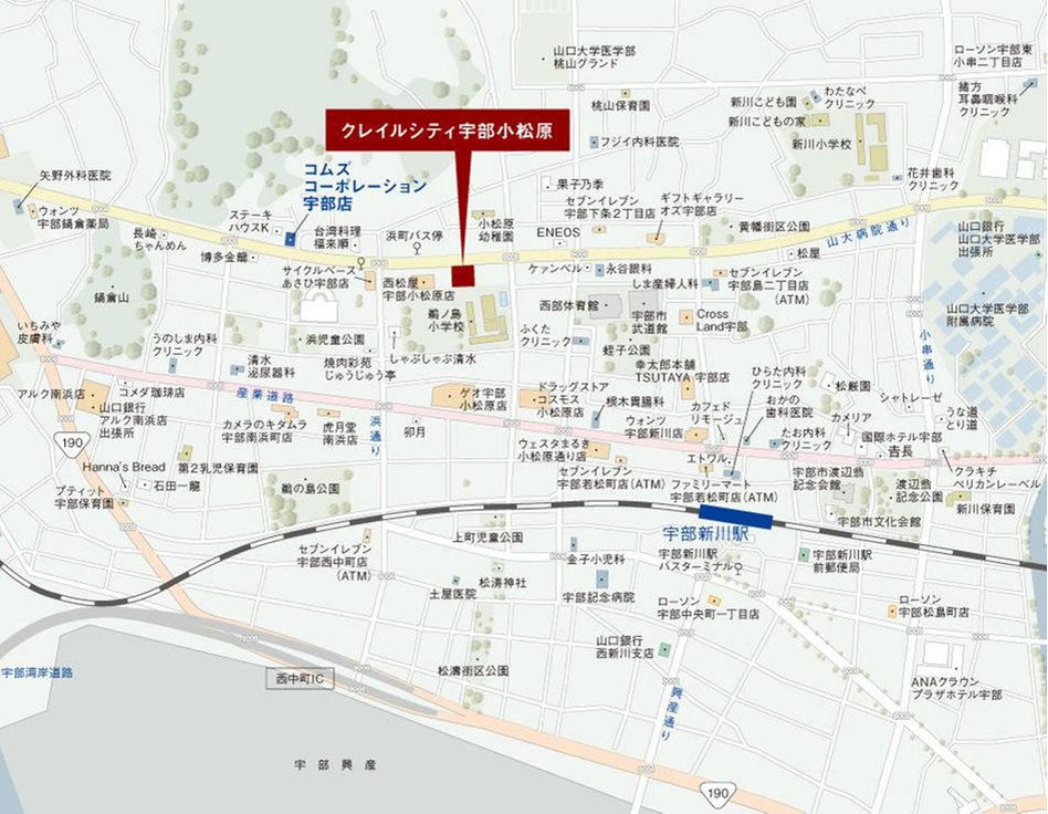 クレイルシティ宇部小松原の現地案内図