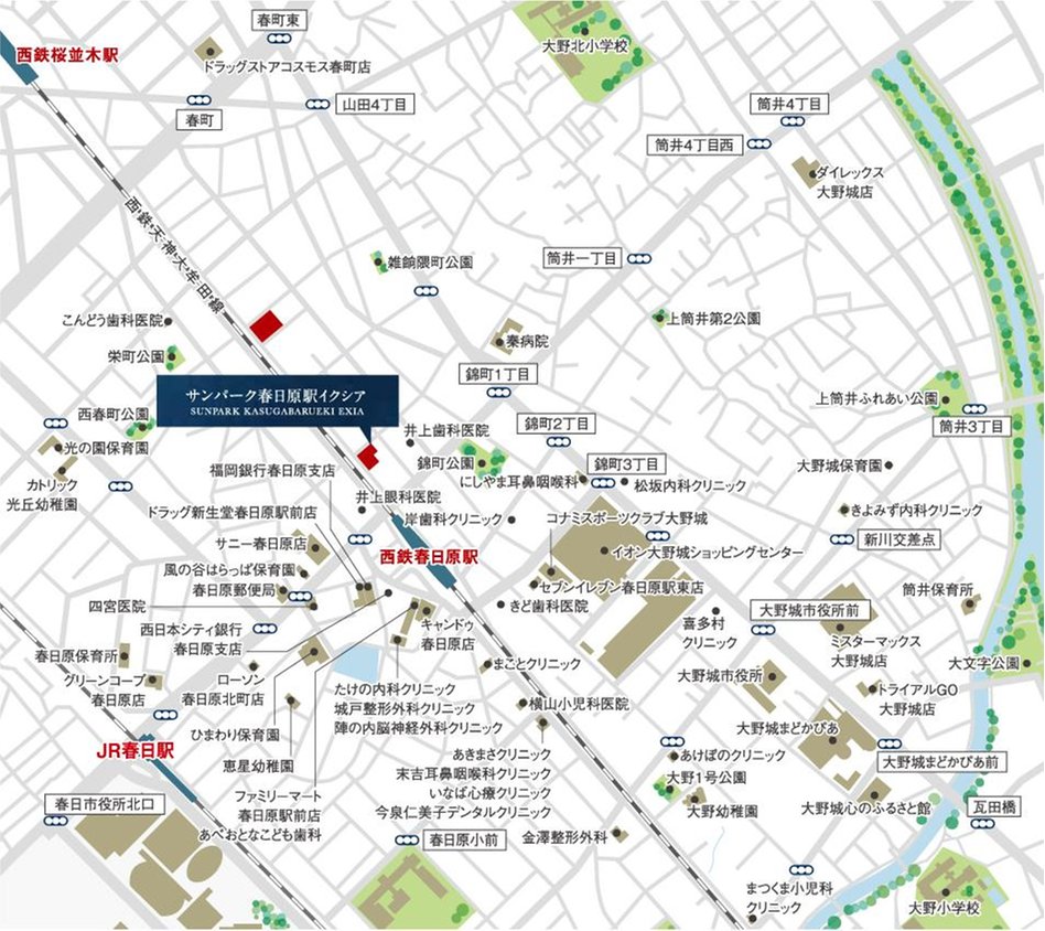 サンパーク春日原駅EXIAの現地案内図