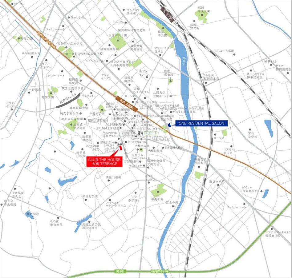 CLUB THE.HOUSE大橋テラスの現地案内図