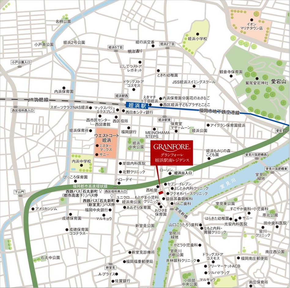グランフォーレ姪浜駅南レジデンスの現地案内図