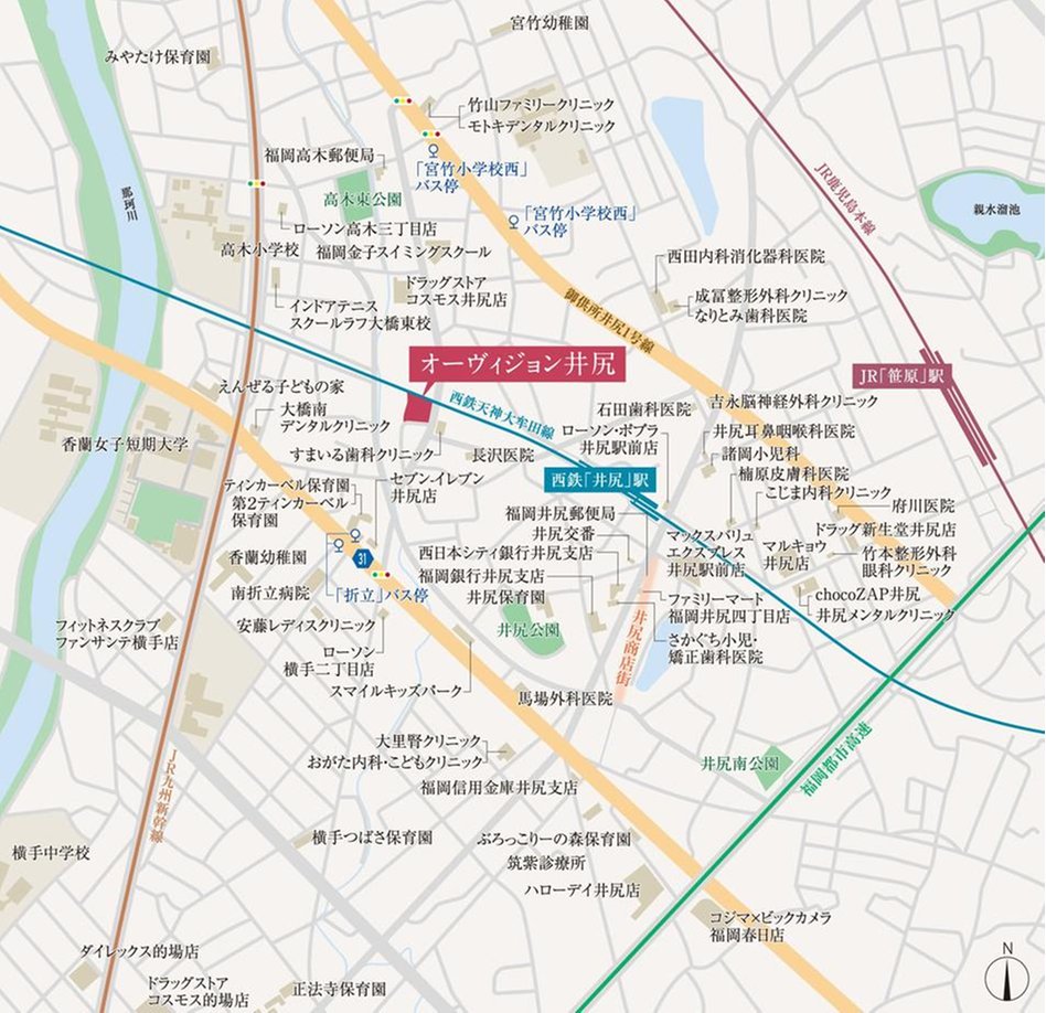 オーヴィジョン井尻の現地案内図