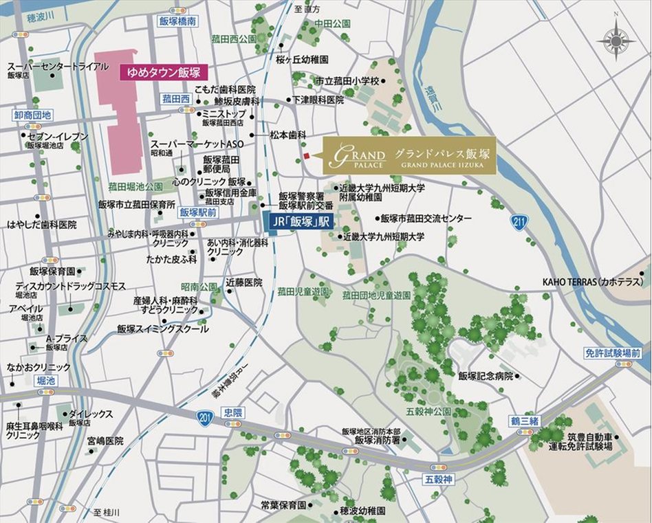 グランドパレス飯塚の現地案内図